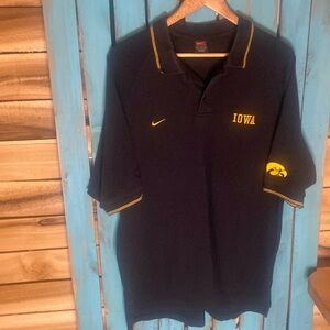 Vintage 90s Nike U. of Iowa Hawkeyes embroidered polo shirt size XL black yellow